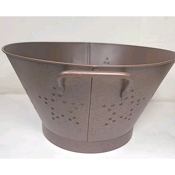 New VTG Style Large Brown Colander Strainer Stars Handles Primitive Farmhouse - Picture 6 of 8